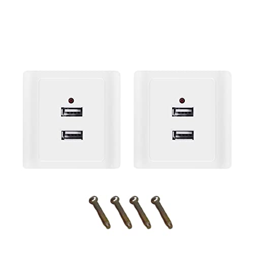 2 Pcs USB Socket Plate USB Wall Outlets Charger Plug Multi Outlets Charger Adapter Fast Charger Plug for Home and Office 86 x 86 mm 2 Pcs USB Socket Plate USB Wall Outlets Charger Plug Multi Outlets Charger Adapter Fast Charger Plug for Home and Office 86 x 86 mm