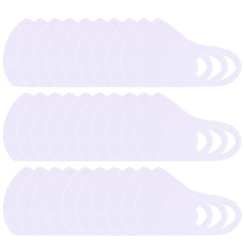 Mituso Lot de 30 masques de bouche et de nez en polyester réutilisables Blanc