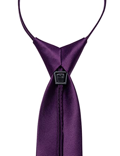 Image of YourTies Zipper Tie for Men Adjustable Pre-tied Satin Neckties and Pocket Square Set Solid Color Business Formal Wedding