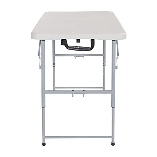 Office Star Resin Multipurpose Rectangle Table, 4-Feet Long, Height Adjustable, Center Folding Table, Light Gray