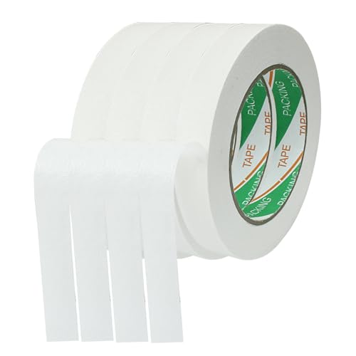 Image of 4 Rolls White Masking Tape, 0.7 inch x 55 Yards Medium High Tack Masking Tapes, All Purpose Label Tape for Painting, DIY, Home, School, Office, Labeling and Crafts