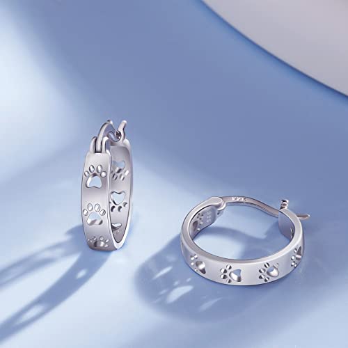 Paw Earrings 925 Sterling Silver Paw Hoop Earrings Cat Dog Jewelry Gifts for Women2
