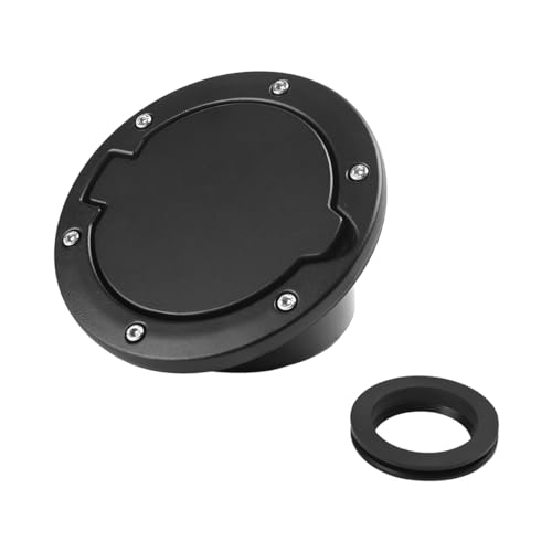 Sandfren Car Fuel Filler Door Gas Tank Cap Heavy Duty Vehicle Exterior Fuel Filler Door Locking Gas Tank Cover Replacement Compatible with 2007-2017 Wrangler JK 2-Door 4-Door