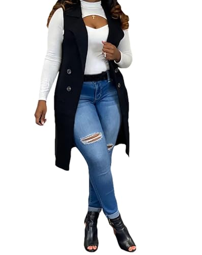 Image of Women's Casual Sleeveless Long Sweater Vest Open Front Cardigan Waistcoat