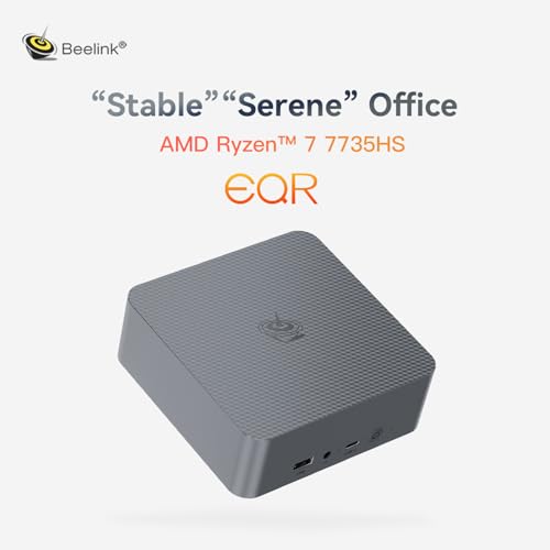 Image of Beelink EQR7 Mini PC, AMD Ryzen 7 7735HS(Up to 4.75GHz) 8C /16T, Mini Desktop Computer 24GB LPDDR5 RAM 500GB NVMe SSD, Micro PC 4K@60Hz Dual HDMI /BT5.2 /WiFi 6 /Office /Home /W-11