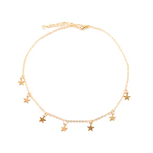 LEEQBCR 1pcs Collier étoile Colliers ras du cou en or Chaîne Colliers pendentif étoile pour femmes et filles