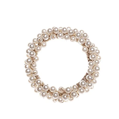 Prosy Pearl Hair Ties Champagne Elastic Hair Scrunchies Stretchy Hair Bands Bead Hair Ropes Hair Accessories for Women and Girls (Pack of 3) - Image 4