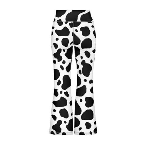 Cow Kids Flared Yoga Pants Girl High Waisted Flare Leggings Fit Workout for School Dancing Fitness Gym 5-14 Age3
