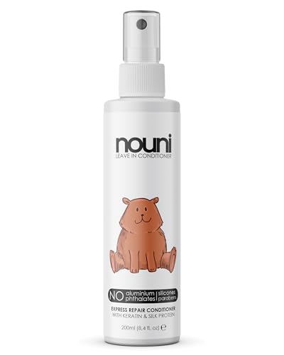 Leichtkämmspray für Kinder | Leave-In Conditioner: Anti Ziep Formel + ohne Ausspülen | OHNE Silikone, Parabene, Aluminium | Keratin & Seidenprotein bei Spliss, Haarbruch, Knoten | 200ml | nouni