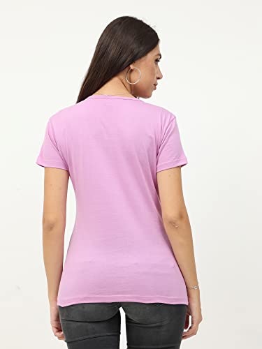 Image of FLEXIMAA Women's Cotton Plain Round Neck Half Sleeve T-Shirt