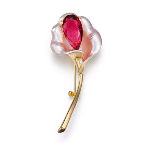 Image of 14K Gold-Plated Flower Brooch Pins Crystal Rhinestone Flower Brooch Pin Accessories Christmas Birthday Gift for Women