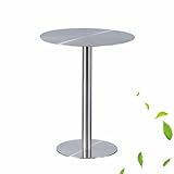 HLHHDFC Stainless Steel Bar Table, Round Counter Height Bistro Pub Table for Indoor/Outdoor - 23.6' Durable Kitchen Breakfast Table with Stable Base & Easy Assembly (Modern Design)