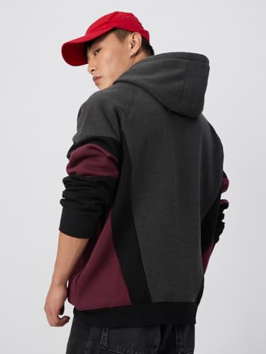 Image of The Souled Store Deadpool: Wade Wilson Men and Boys Long Sleeves Hooded Neck Pull On Grey Graphic Printed Cotton Blend Oversized Hoodies