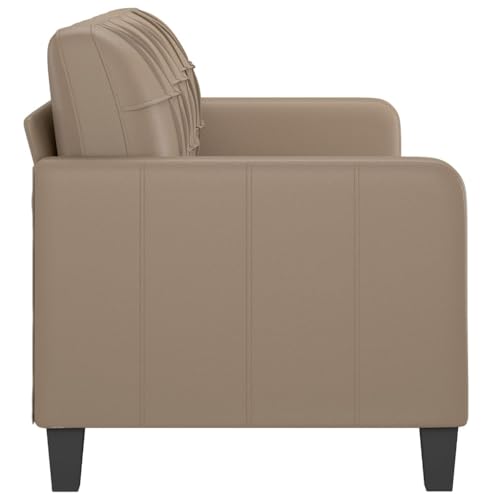 Festnight 3 Sitzer Sofa, Kunstleder Kleines Couch, Modern 3er Gästesofa mit Armlehne, Getuftetes Loveseat Sofas für Wohnzimmer/Schlafzimmer/Büro/Wohnung, 180 cm, Cappuccino-Braun – Bild 7