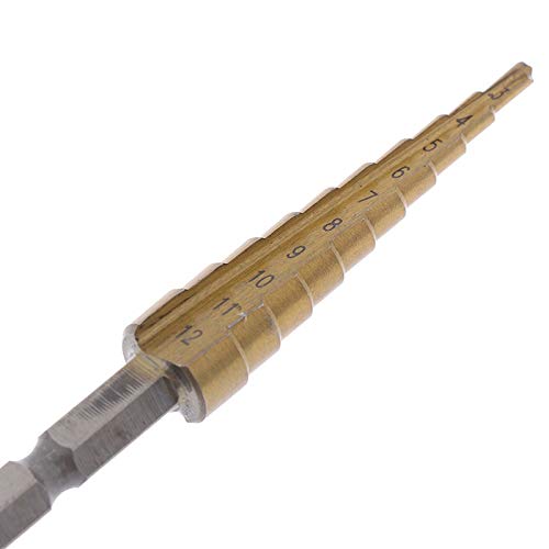 BATLAM Punte per Trapano a Gradino 3-12mm Punte per Trapano a Gradino rivestite Manico Esagonale Punta per Trapano Utensile Elettrico per Perforazione di Metalli