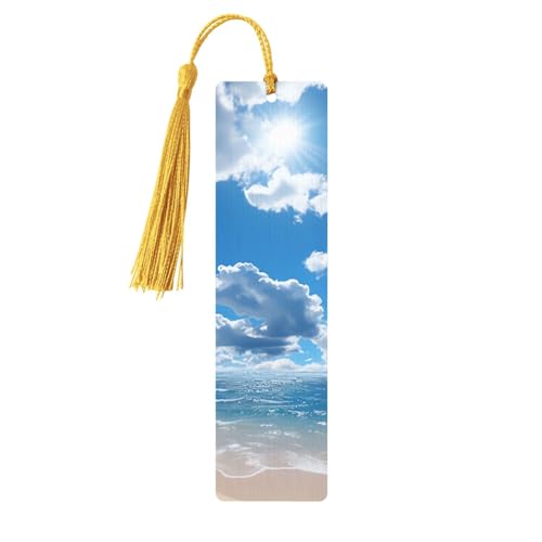 ブルーウッドブックマーク メンズ レディース 読書用 木製しおり ユニークなハンドメイドブックマーク タッセルペンダント付き クラフトブックマーク ブック愛好家 誕生日 先生へのギフトに