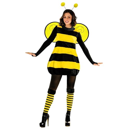 Morph Damen Bienenkostüm, Hummel-Outfit für Halloween, Königin Biene Verkleidung für Partys und Events, XXL