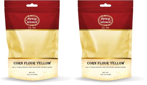 Spicy World Yellow Corn Flour 4 Pound (64oz) - Finely Ground, USA Grown Premium Quality (Pack of 2)