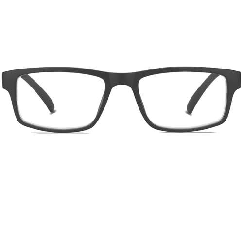 Anourney Reading Glasses, Sturdy Anti Glare Blue Light Blocking Glasses, Filter UV Ray/Glare Cheaters,Comfort Spring Hinges Eyeglasses,Computer Eye Glasses for Men and Women（Black 1.5）