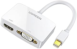 UGREEN Mini DisplayPort to HDMI VGA Adapter, 4K Thunderbolt 2 Adapter 2 in 1 Mini DP Converter Compatible with MacBook Pro Air iMac Surface Pro1 2 3 4 6 Surface Laptop 2 ThinkPad X1, White