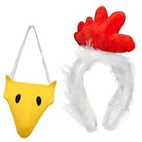 Chicken Headband & Beak Kit – Plush Rooster Costume Accessory with Faux Fur Headband and Fabric Beak – Great for Adults & Teens, Halloween, Cosplay, and Party Photos
