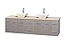 Wyndham Collection 80" Double Bathroom Vanity in Gray Oak, Ivory Marble Countertop, Pyra White Porcelain Sinks, and No Mirror