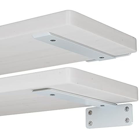 ZGO Floating Shelf Brackets, Shelf Brackets Heavy Duty, White Metal L Brackets for Shelves, Wall Brackets for Shelves, 10 Inch Floating Shelf Hardware(6 Pack) Cover