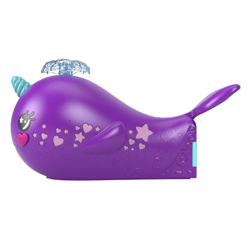 Polly Pocket Avventura sull'Isola dei Cristalli - Narvalo Grandi Avventure, playset barca a due piani con 2 bambole, 3 perle solubili e 13 accessori inclusi, giocattolo per bambini, 4+ anni, HKV71