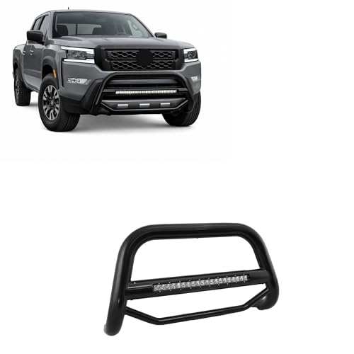 Image of Black Horse MAX Beacon Bull Bar No Skid Plate Black Compatible with 2005-2021 Nissan Frontier|2005-2007 Nissan Pathfinder|2005-2015 Nissan Xterra-MAB-NIFRB