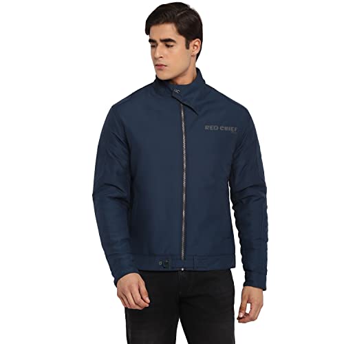 Image of Red Chief Men Teal Full Sleeve Solid Regular Fit Polyester Standard Length Casual Jacket