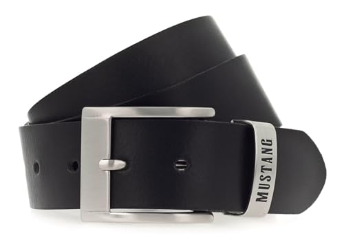 Mustang Classic Leather Belt W105 Black grande largeur accessoire mode homme sobre