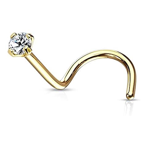 AZARIO LONDON 9K Gold CZ Nose Screw Cover