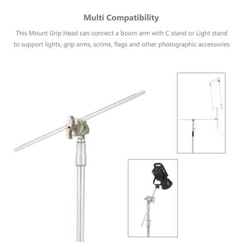 Image of PHOCUS Heavy Duty 2.6-inch Grip Head Swivel Mounting Adapter for C Stand, Light Stand, Boom Arm - 360 Rotation with 1 /2, 1 /4, 3 /8, 5 /8-inch Mounts | Compatible with Photography & Video Equipment