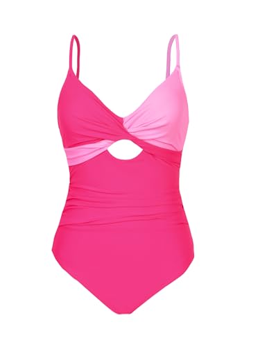Image of CUPSHE One Piece Swimsuit for Women Bathing Suits Twist Front Cutout Adjustable Straps Ruched Swimwear