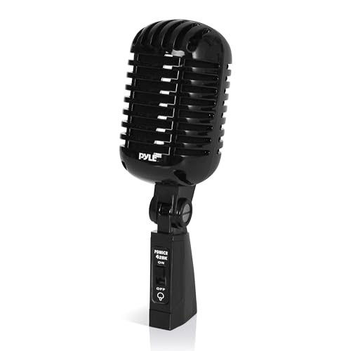 Pyle Micro, Microphone Dynamique Vocal Rétro Classique, Micro Cardioïde Unidirectionnel de Style Ancien avec Câble XLR, Compatible avec Support Universel,...