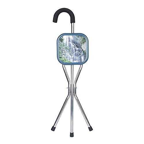ZXY-NAN Outdoor Stainless Steel Walking Stick, Folding Elderly Walker, Three-Legged Cane Stool, Portable