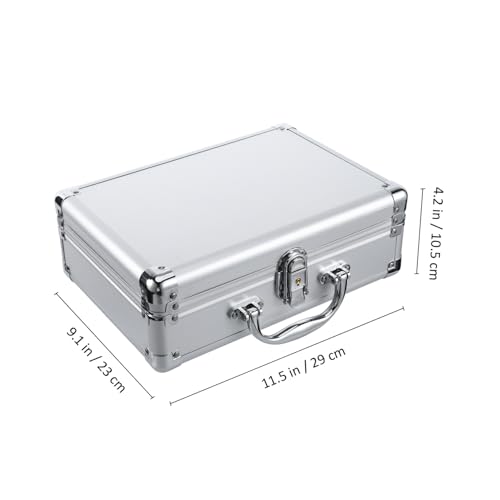 Homoyoyo Aluminum Hard Case Silver Briefcase Men's Tool Storage Box Portable Aluminum Suitcase2