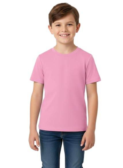 Image of T-Shirt for Boys | Super Colour (White Black Pink Yellow) Super Cotton [100% Pure] Solid Plain Tees