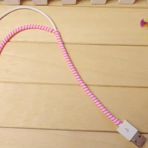 Image of Spiral Cable Protector, 3 Pieces, 1 Metre Length, for iPhone and Android Charging Cables and Earphones