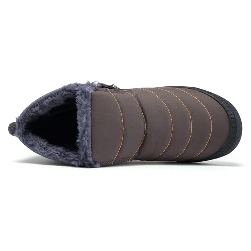 Image of Jakcuz Men Snow Boots Water Resistant Non-slip Winter Shoes with Fuzz Lined Warm High Top Boots for Men