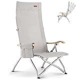 ロースタイル ICECO 4段階リクライニング式 ハイバックチェア 10年品質保証・耐荷重265KG・1600D座面・A7075アルミ合金フレーム・ハイ/ローバック切替可能 キャンプ 折りたたみ ガーデン 室内用（グレー）
