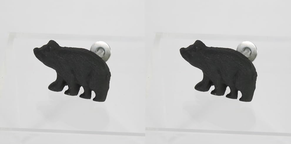 The Bridge Collection Set of 2 Black Bear Drawer Knobs - Decorative Animal Shaped Cabinet Knobs - Lodge and Cabin Style Hardware for Drawers and Doors