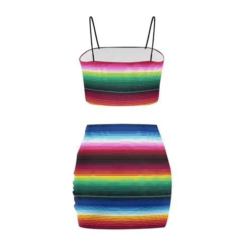 Image of 2025 Sexy Spaghetti Strap Crop Tops and Bodycon Skirt Casual 2 Piece Set S-4XL