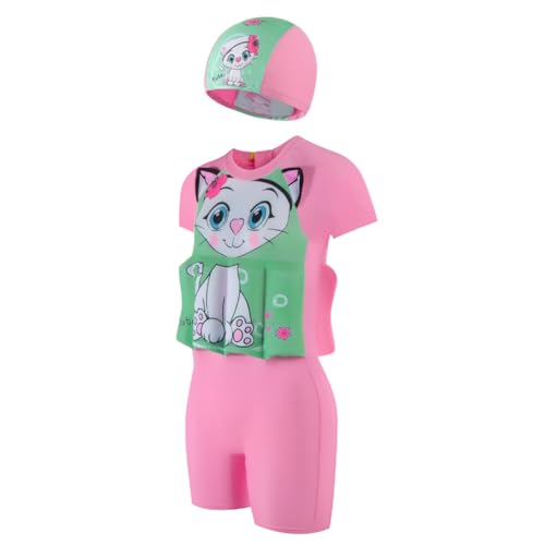 HAOZAIKEJI Kid Buoyancy Swimming Swimsuit Boy Girl One Piece Floatation Short Suit Cartoon Swimwear3