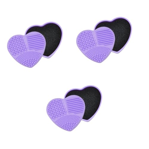 Didiseaon 3pcs Makeup Brush Cleaning Box Heart Shaped Silica Gel Dry Wet Dual Use Compact Travel Cosmetic Case image 4
