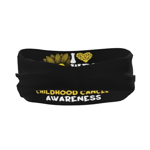 I Wear Gold for Childhood Cancer Awareness Adjustable Sports Headband Moisture Wicking Sweatband for Running Workout3