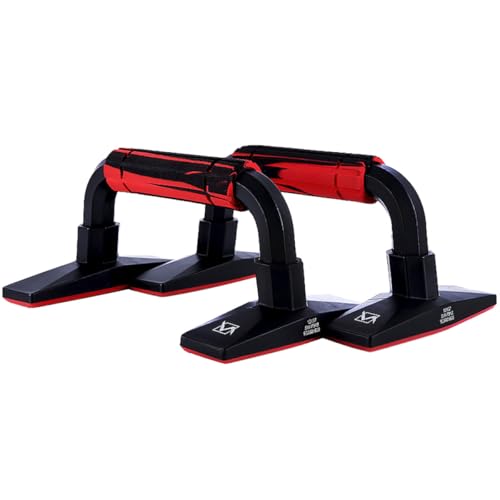 Healeved Barra de Flexiones en Forma de H Antideslizante Base de Goma EVA Soporte Estable para Entrenamiento de Fuerza de Brazos Par Rojo y Negro para Ejercicio en Casa y Gimnasio