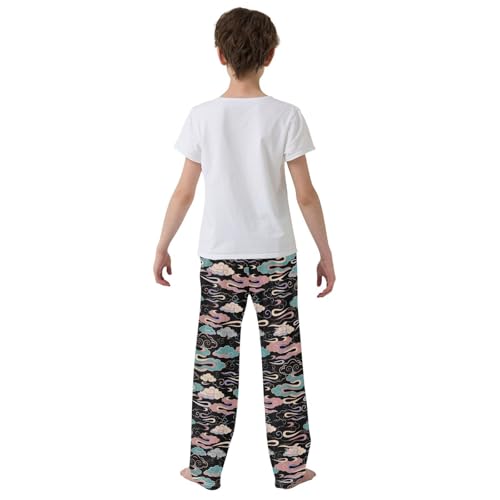 ZZXXB Colorful Clouds Boys Long Pants Soft Trousers Elastic Waist Kids Lounge Bottoms with Pockets S-XL3