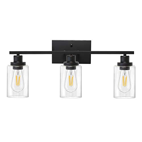 Banato Lighting 3-Light Bathroom Vanity Light 23.6 Inch Length Matte Black Finish, Industrial Wall Light Fixture with Clear Glass Shade Vintage Wall Lamp for Powder Room Bedroom Hallway Banato Lighting 3-Light Bathroom Vanity Light 23.6 Inch Length Matte Black Finish, Industrial Wall Light Fixture with Clear Glass Shade Vintage Wall Lamp for Powder Room Bedroom Hallway