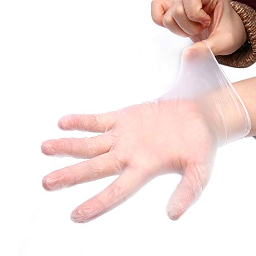100pcs Vinyl Gloves Disposable PVC Gloves, L Size